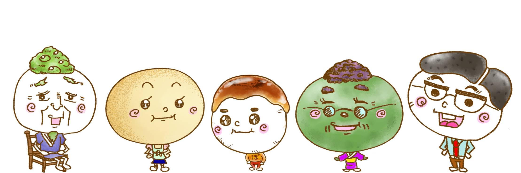 和菓子キャラクターのぽんまるファミリー